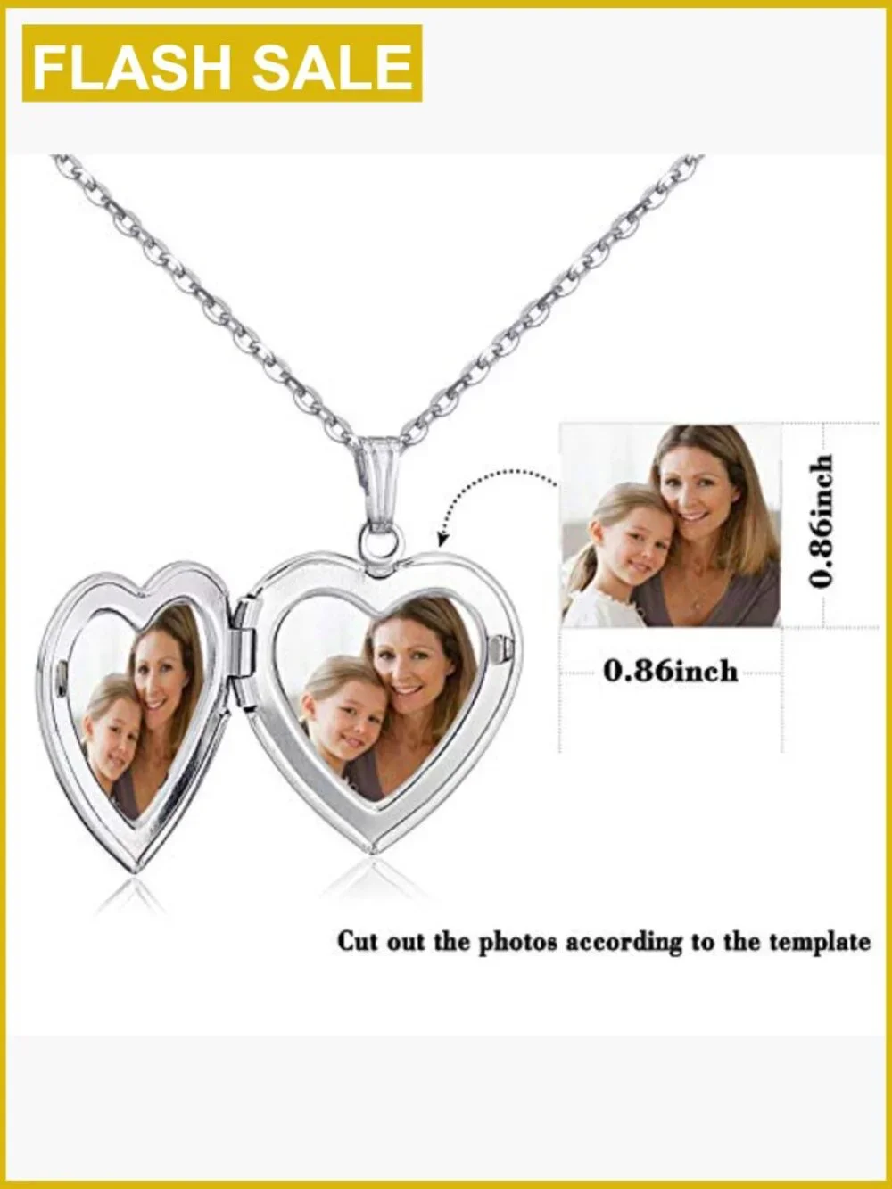 Locket Necklace Heart Pendant for Mom Wife, Picture Storage, Stainless Steel